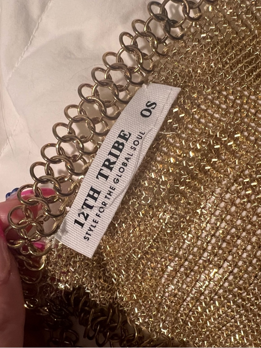 12th Tribe Metallic Gold Chainmail Halter Top - Picture 6 of 6